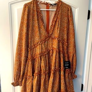 Lulu admire you orange floral ruffle mini dress
